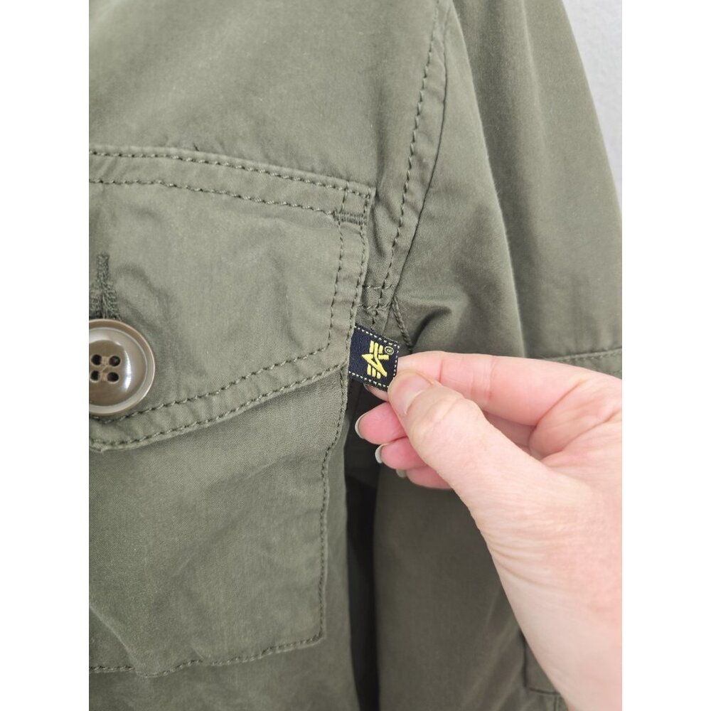Alpha Industries Army Green Utility Jacket S Small Zip Up Hooded Military Cargo - Picture 9 of 12